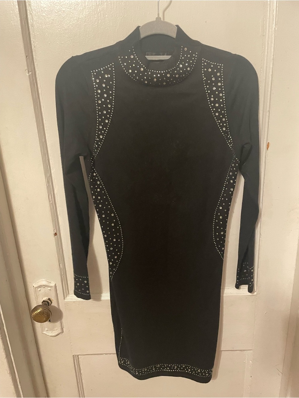 Black Studded Long Sleeve Bodycon Dress